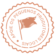 selo apoie os pequenos produtores locais com bandeira ao centro